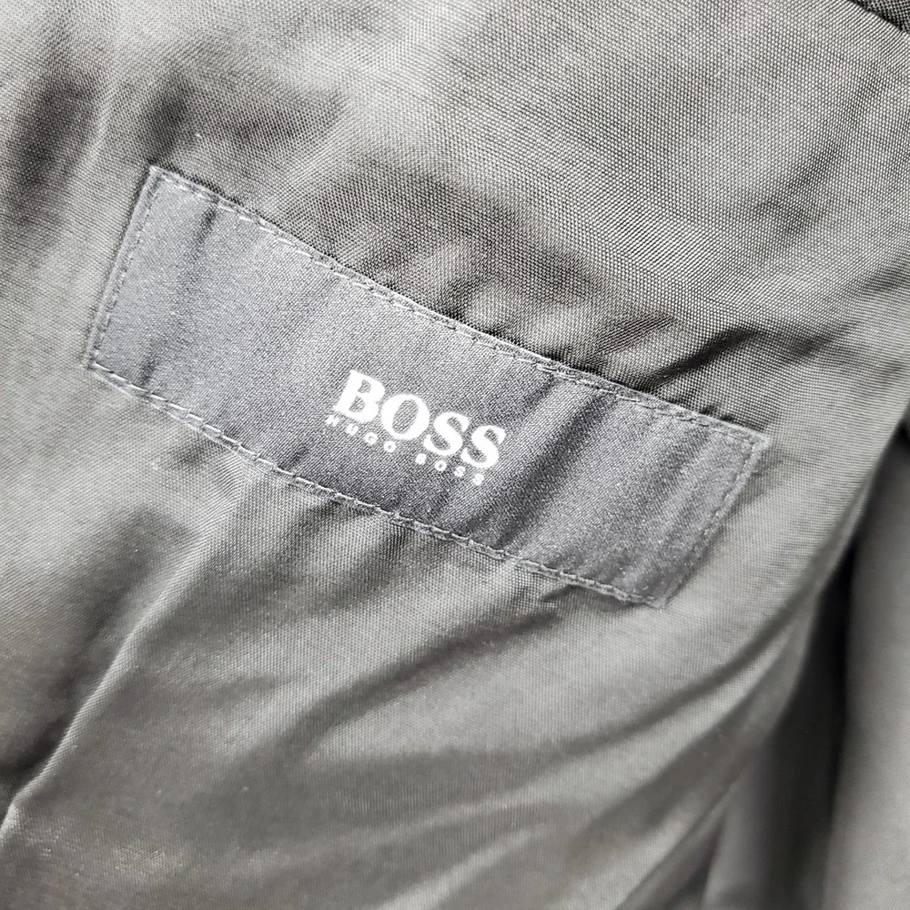 Hugo Boss Mens 40R Grey‎ Windowpane Virgin Wool Blazer Sport Coat Paolini/Movio